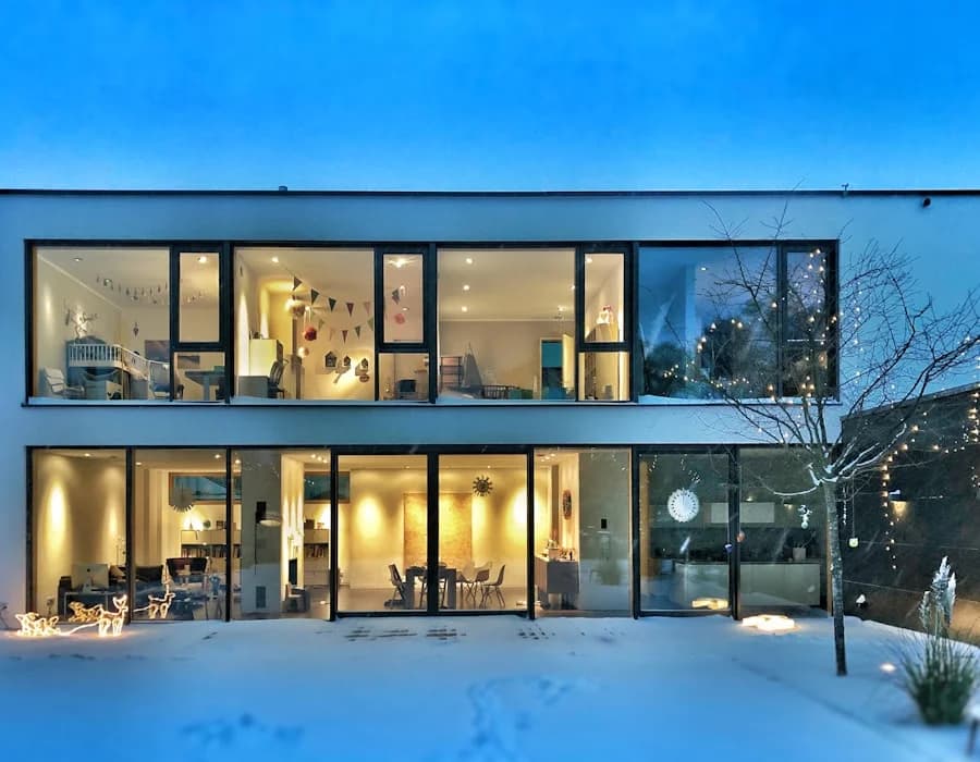 Row of contemporary townhomes with rhythmic window bays
